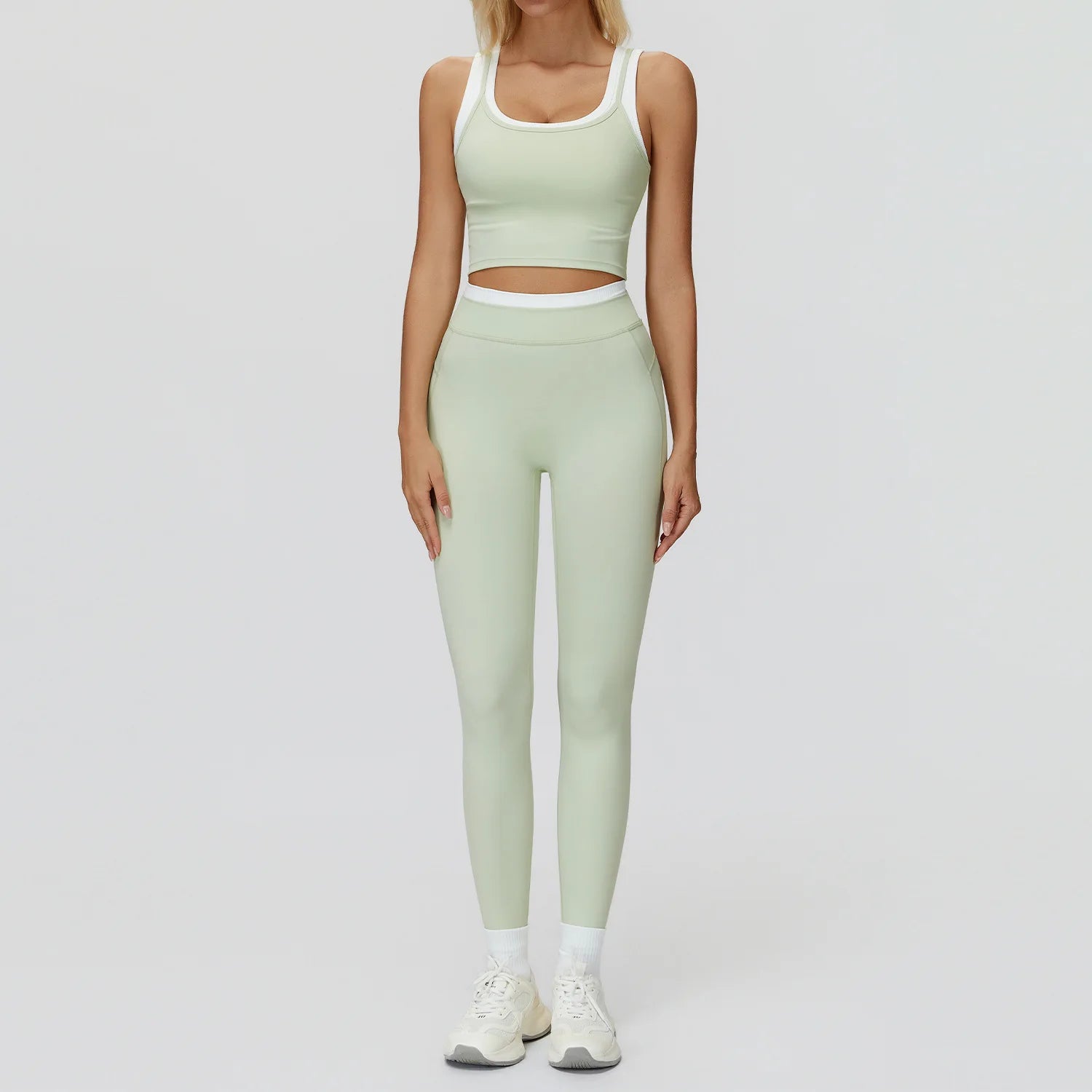 Seamless Yoga Set Sportswear Women 2PCS Workout Set Gym Top Female Clothing Fitness Bra High Waist Leggings Ribbed Sports Suit