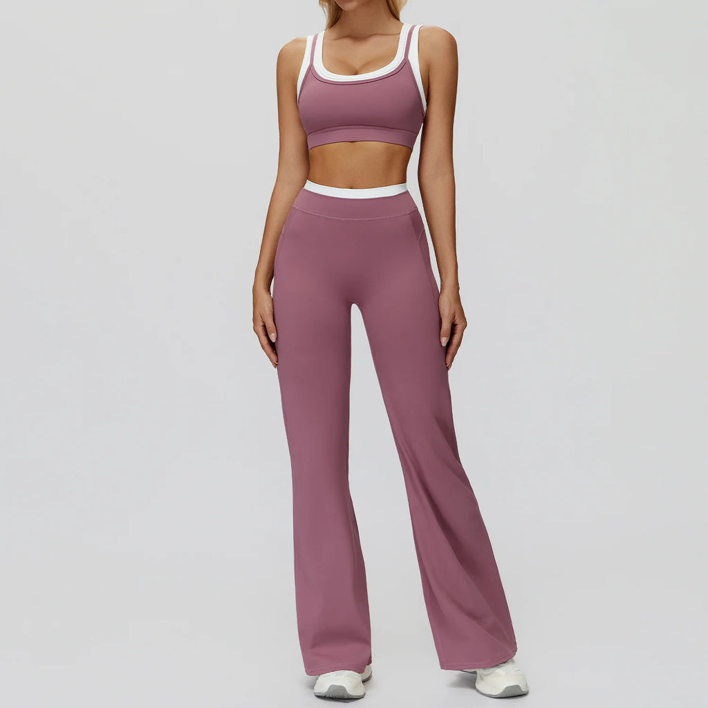 Seamless Yoga Set Sportswear Women 2PCS Workout Set Gym Top Female Clothing Fitness Bra High Waist Leggings Ribbed Sports Suit