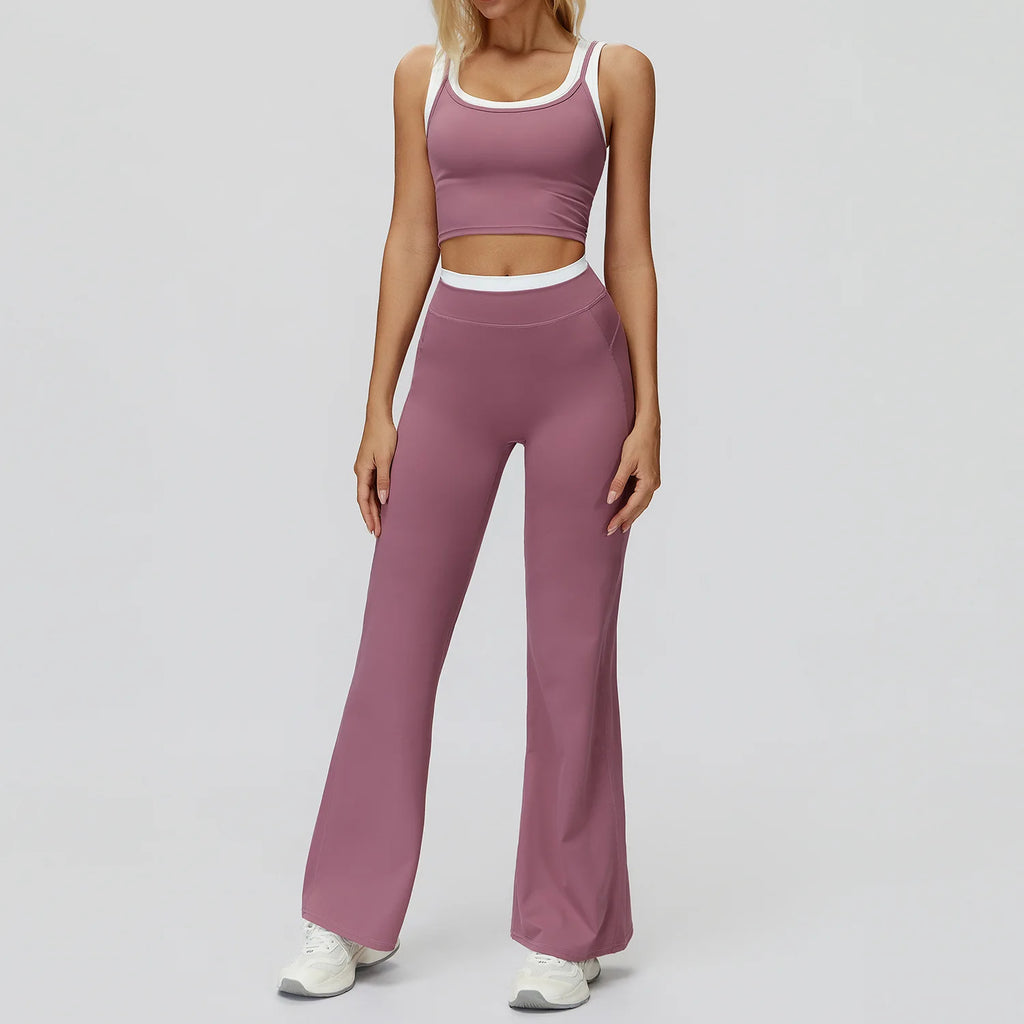 Seamless Yoga Set Sportswear Women 2PCS Workout Set Gym Top Female Clothing Fitness Bra High Waist Leggings Ribbed Sports Suit
