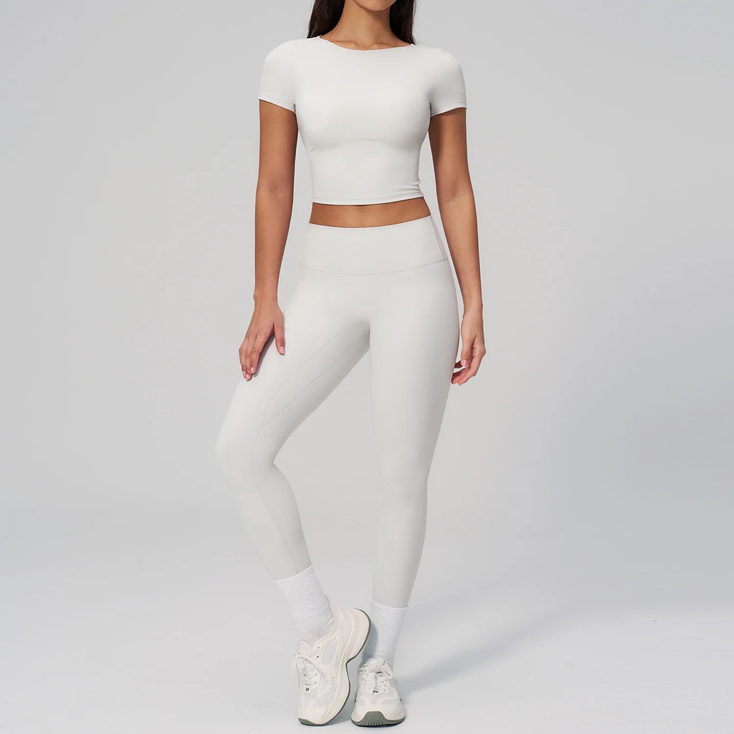 Yoga Clothing 2-Piece Set Fitness Suit Slim Yoga Short Sleeve Fitness Suit Running Sports Leggings Women Quick Drying Tracksuits