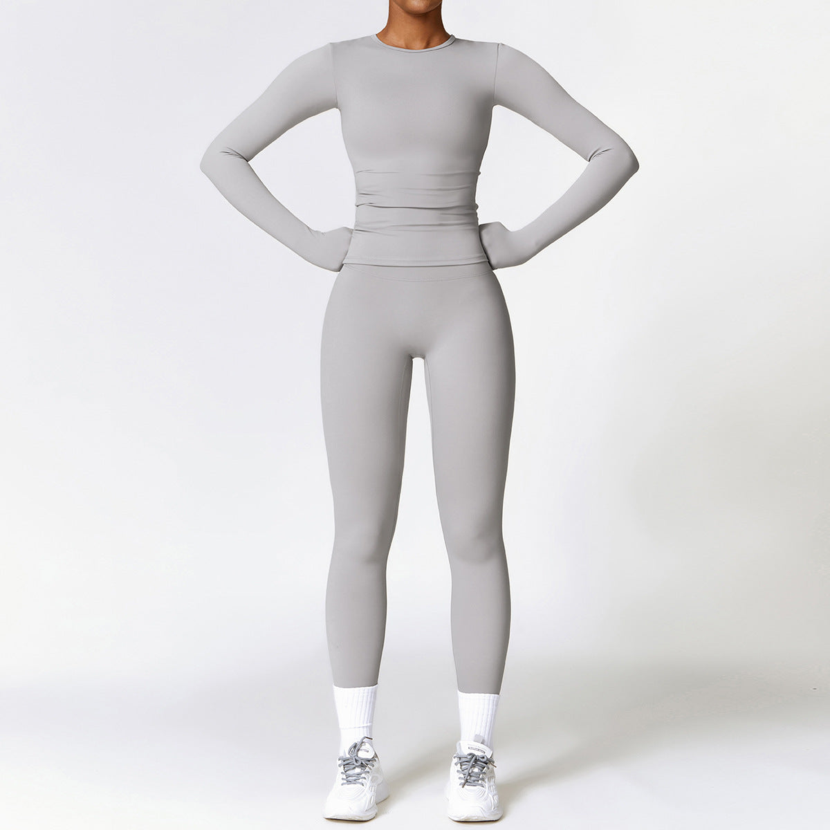 Veloria Sculpt Pro Activewear Set — Long Sleeve Top & High Waist Leggings