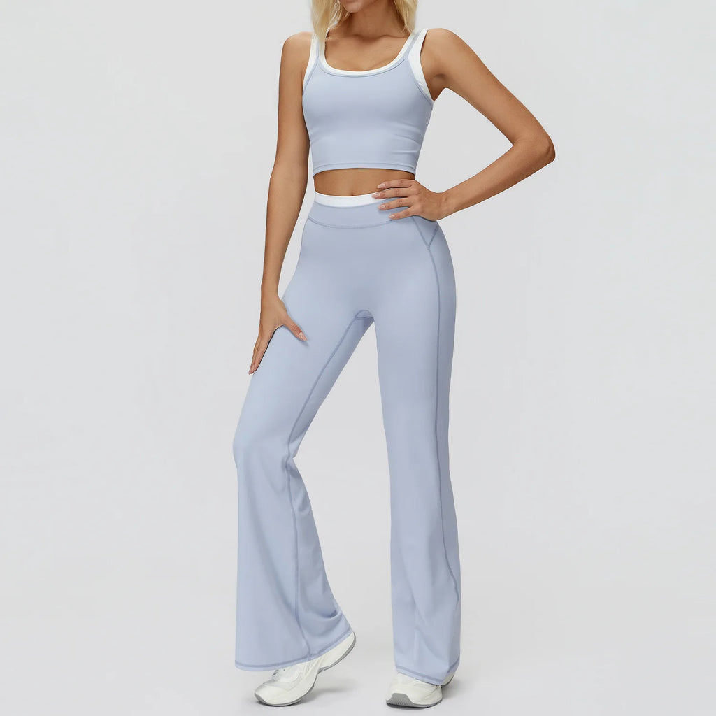 Seamless Yoga Set Sportswear Women 2PCS Workout Set Gym Top Female Clothing Fitness Bra High Waist Leggings Ribbed Sports Suit