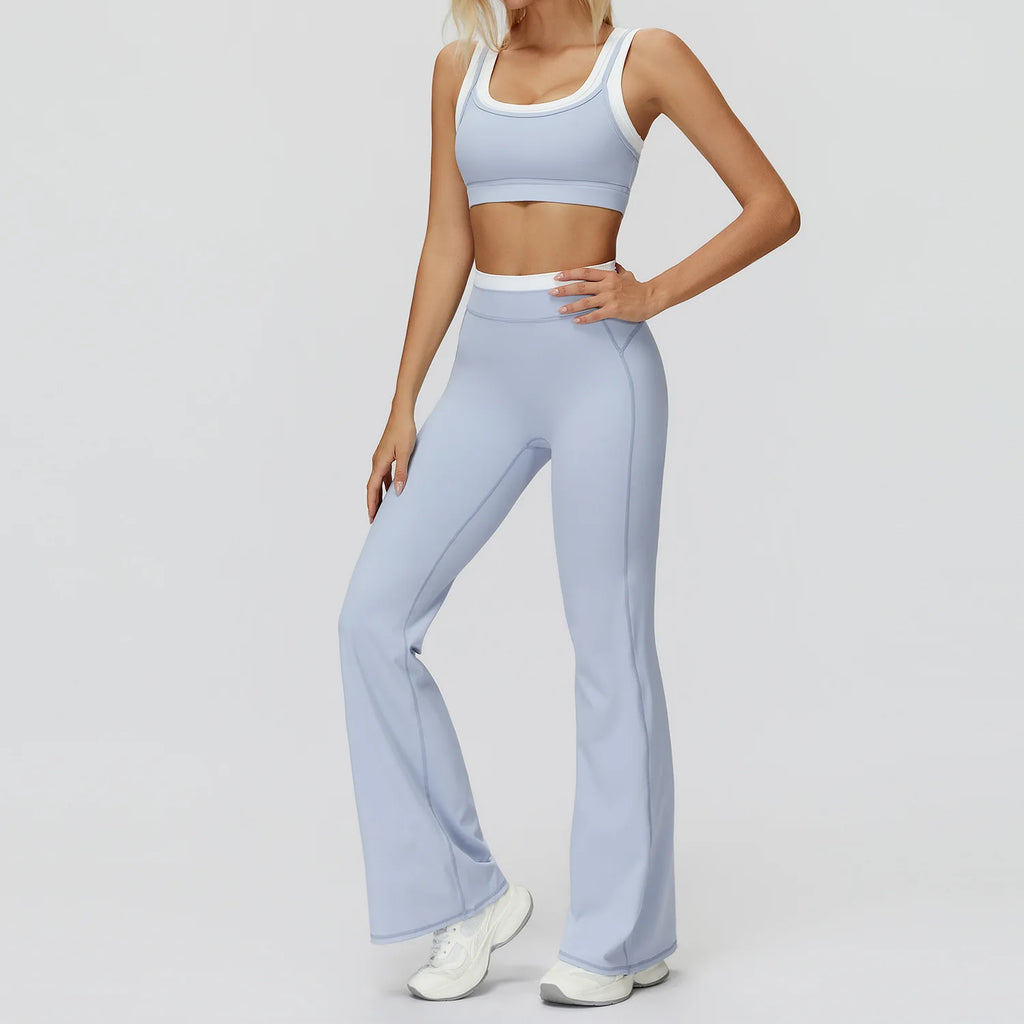 Seamless Yoga Set Sportswear Women 2PCS Workout Set Gym Top Female Clothing Fitness Bra High Waist Leggings Ribbed Sports Suit