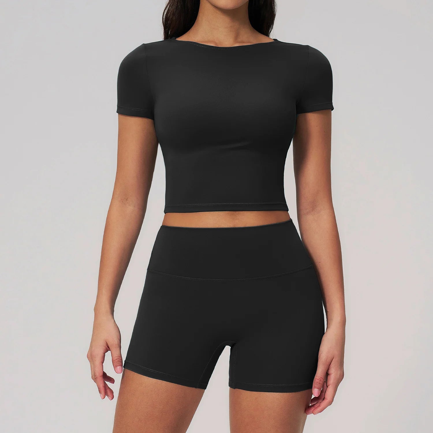 Yoga Clothing 2-Piece Set Fitness Suit Slim Yoga Short Sleeve Fitness Suit Running Sports Leggings Women Quick Drying Tracksuits