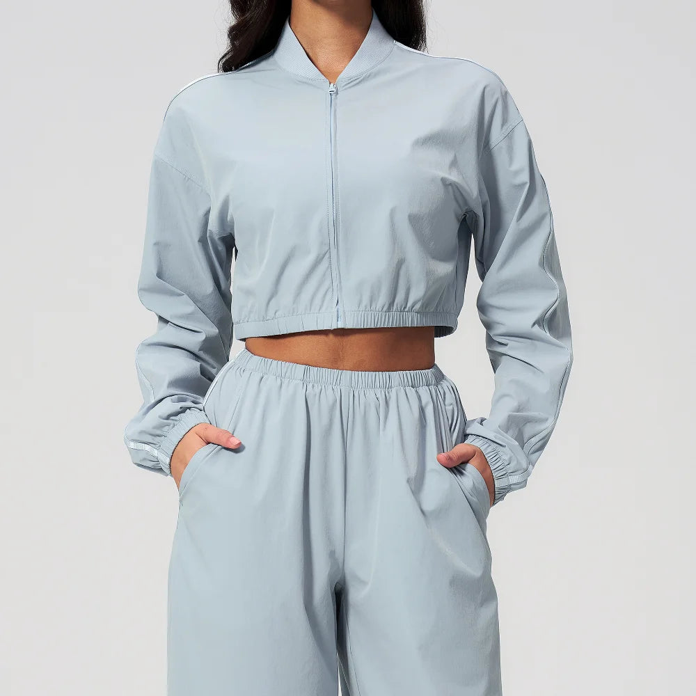 Standing Collar Sun Protection Jacket New Summer Yoga Long Sleeved Women Sun Protection Outdoor Sports Fitness Ventilate Jacket