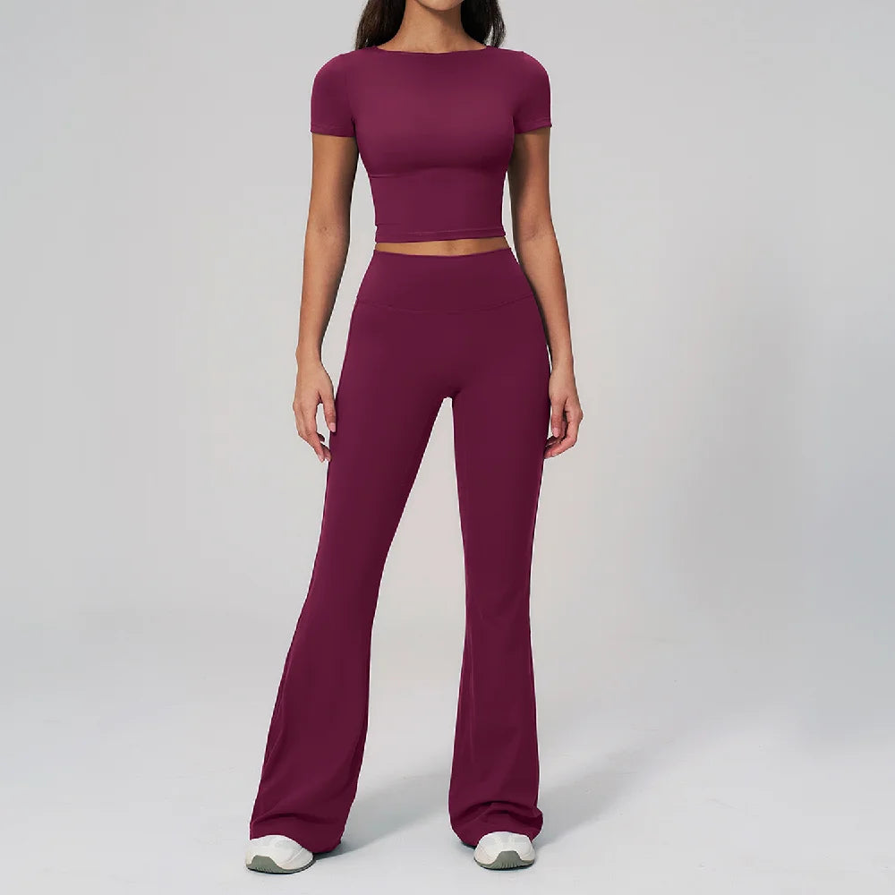 Yoga Clothing 2-Piece Set Fitness Suit Slim Yoga Short Sleeve Fitness Suit Running Sports Leggings Women Quick Drying Tracksuits