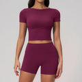 Yoga Clothing 2-Piece Set Fitness Suit Slim Yoga Short Sleeve Fitness Suit Running Sports Leggings Women Quick Drying Tracksuits