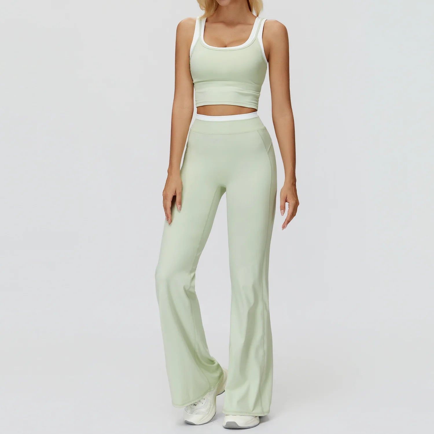 Seamless Yoga Set Sportswear Women 2PCS Workout Set Gym Top Female Clothing Fitness Bra High Waist Leggings Ribbed Sports Suit