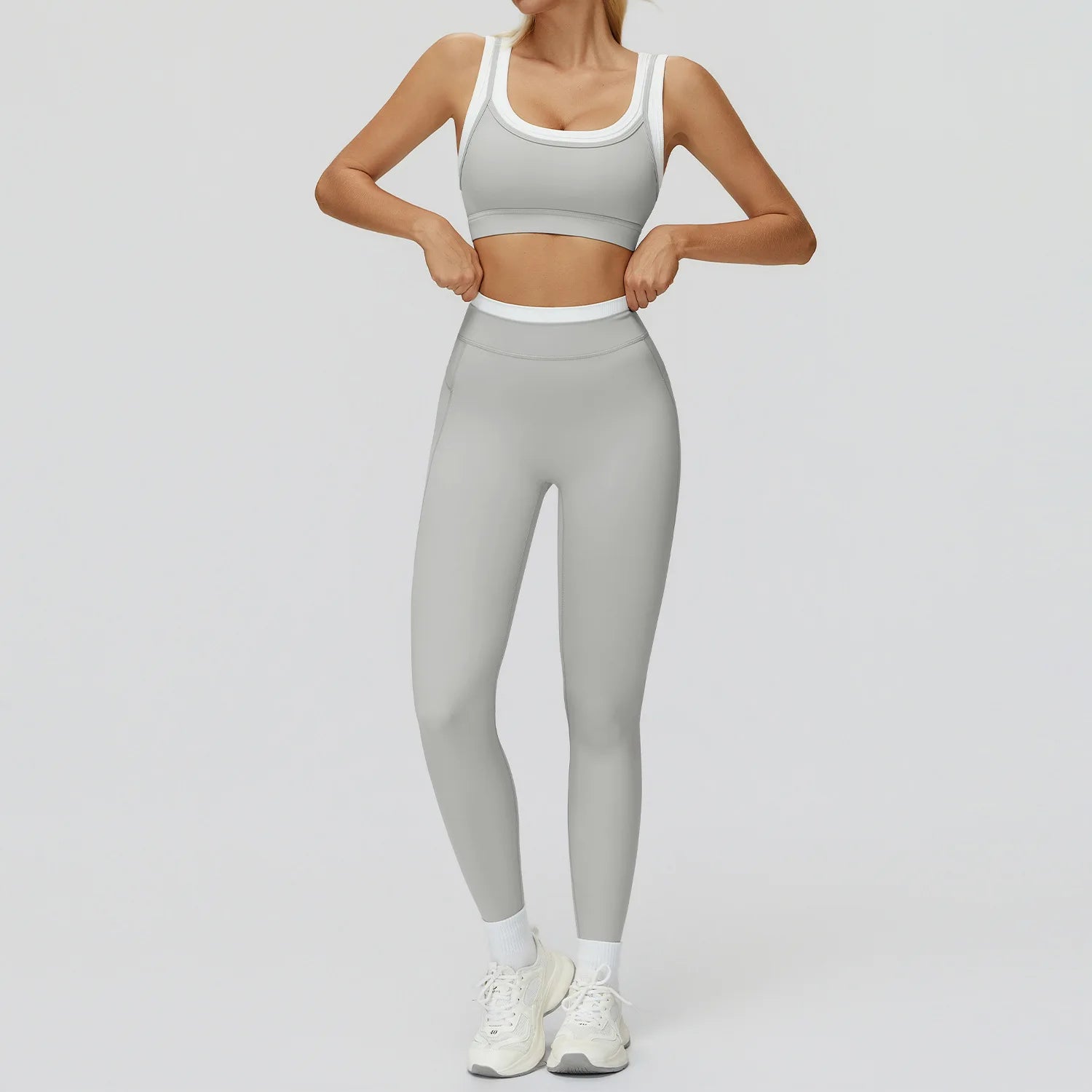 Seamless Yoga Set Sportswear Women 2PCS Workout Set Gym Top Female Clothing Fitness Bra High Waist Leggings Ribbed Sports Suit