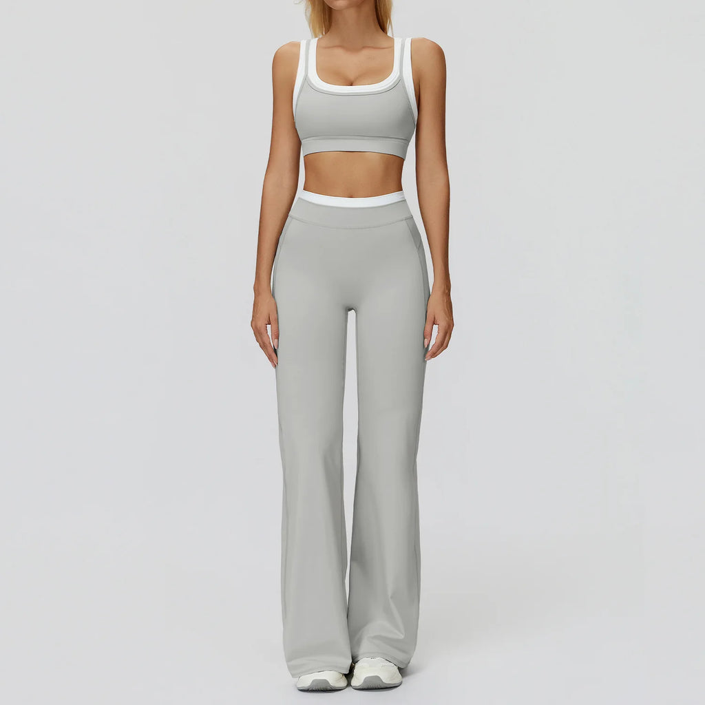 Seamless Yoga Set Sportswear Women 2PCS Workout Set Gym Top Female Clothing Fitness Bra High Waist Leggings Ribbed Sports Suit