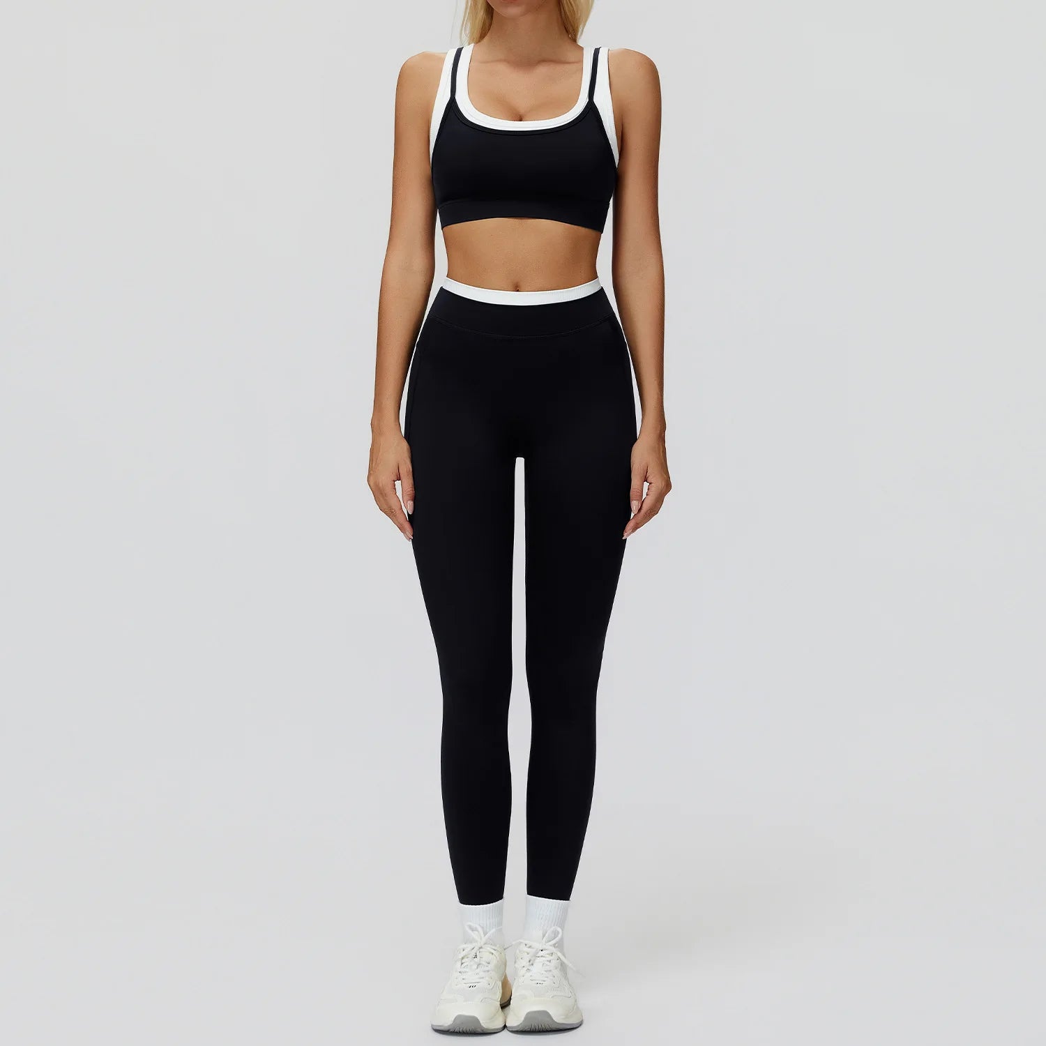 Seamless Yoga Set Sportswear Women 2PCS Workout Set Gym Top Female Clothing Fitness Bra High Waist Leggings Ribbed Sports Suit