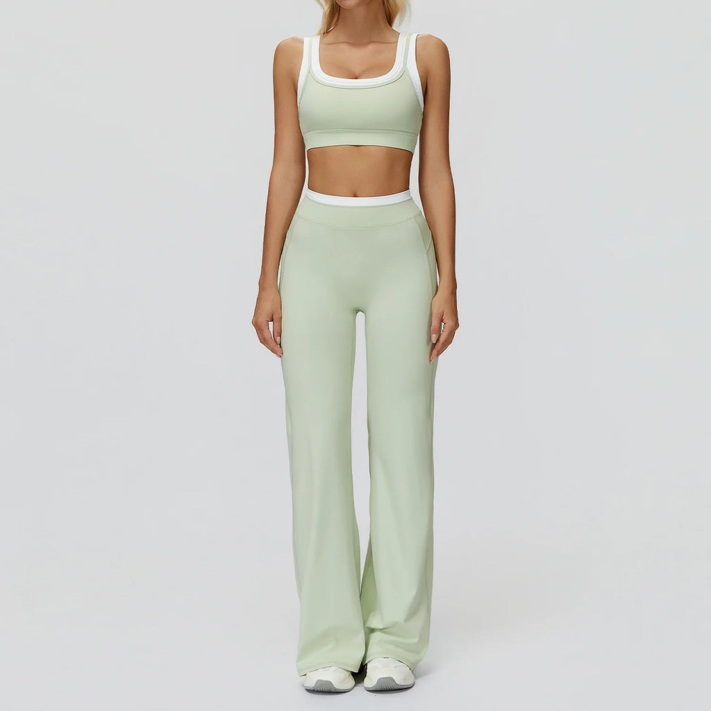 Seamless Yoga Set Sportswear Women 2PCS Workout Set Gym Top Female Clothing Fitness Bra High Waist Leggings Ribbed Sports Suit