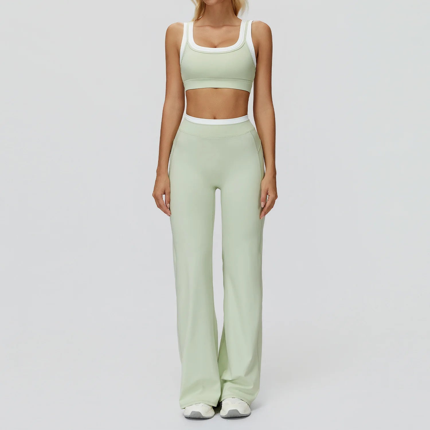 Seamless Yoga Set Sportswear Women 2PCS Workout Set Gym Top Female Clothing Fitness Bra High Waist Leggings Ribbed Sports Suit