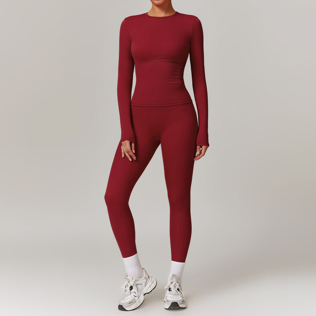 Veloria Sculpt Pro Activewear Set — Long Sleeve Top & High Waist Leggings