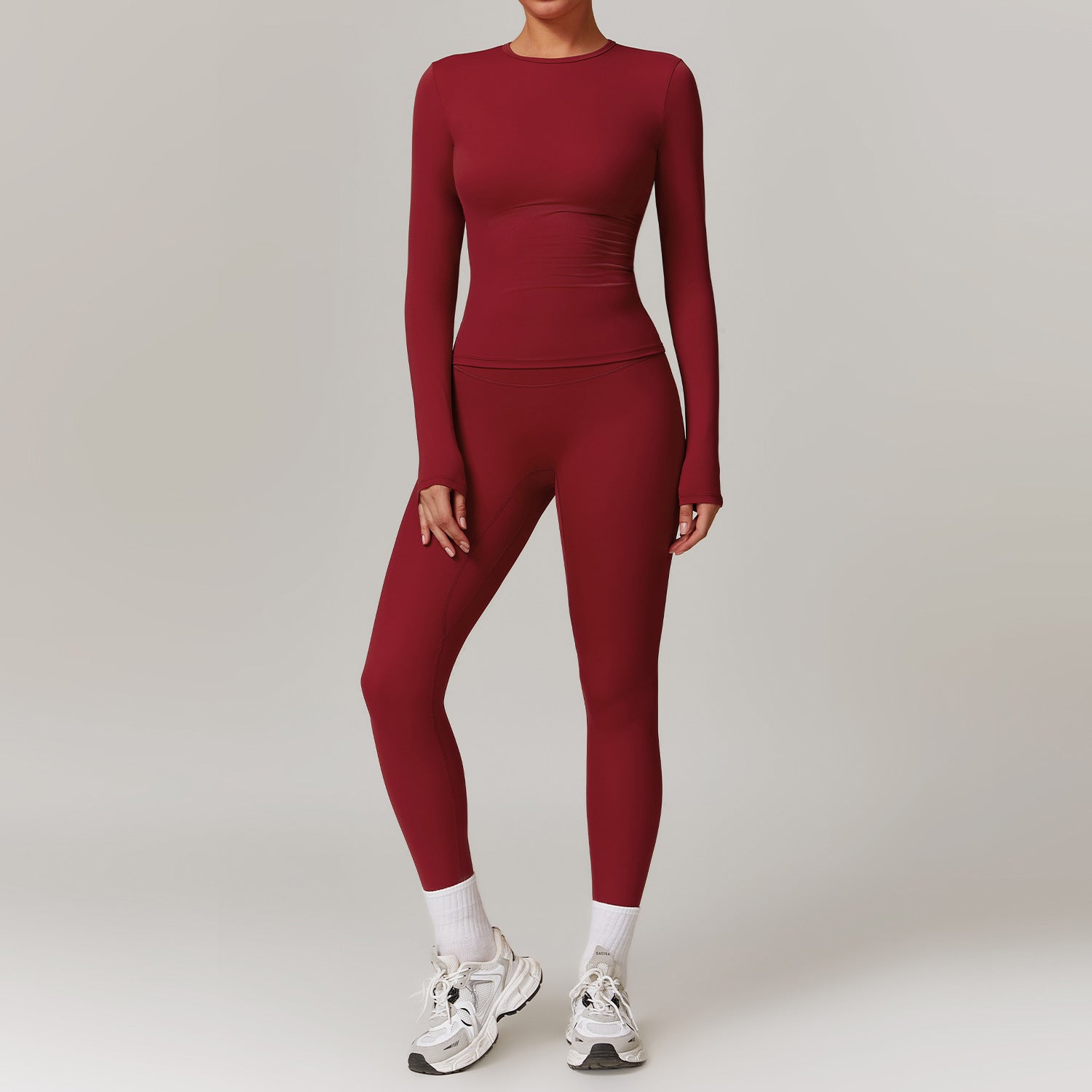Veloria Sculpt Pro Activewear Set — Long Sleeve Top & High Waist Leggings